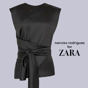 Plus-size Rare NARCISO RODRIGUEZ for ZARA, silky draped, tied asymmetric sleevel